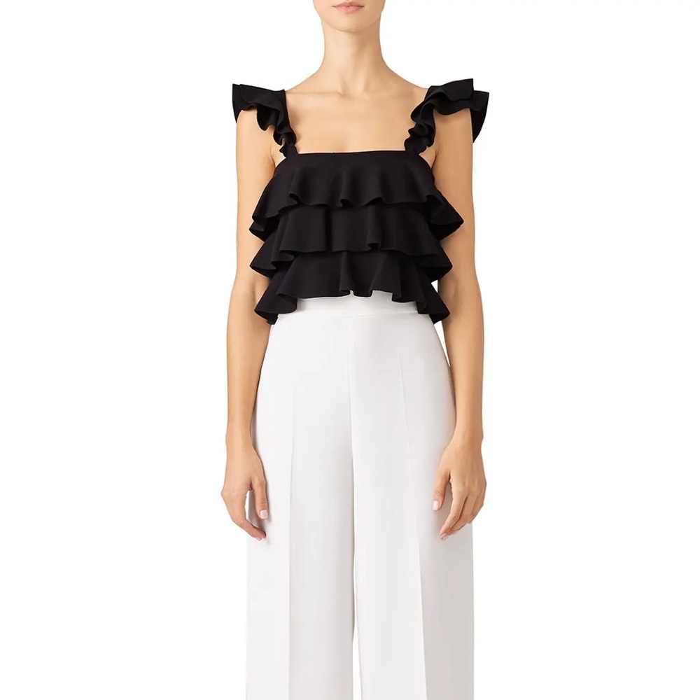 A.L.C. Rowley Ruffle Tank in Black